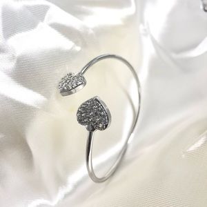 18k White Gold Filled Diamond Heart Bracelet